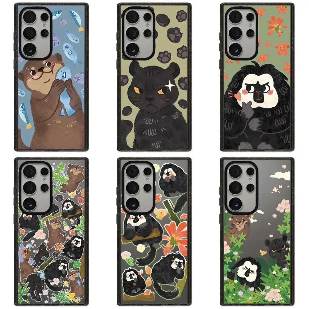 

Cartoon Zoo Black Border Acrylic Protective Case for Samsung Galaxy S24 S23 S22 Ultra S24+ S23+ S22 Plus Shell