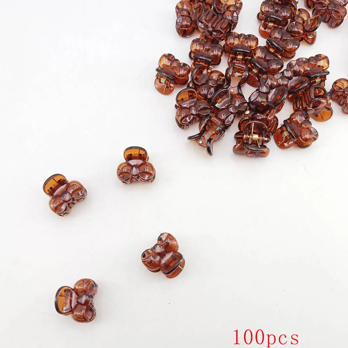 10/20/50/100 PCS Haarklammern für Frauen 2 cm kleiner Bogen Schwarz Braun Transparenter Kunststoff Mini Haarnadel Haarspangen Haarzubehör – Detail 8