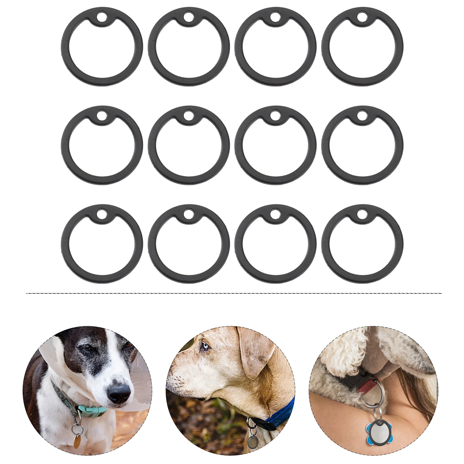 

12pcs Professional Dog ID Tag Silencers Silicone Useful Mute Circle for Pet Dog Cat Pet Tag Silencers