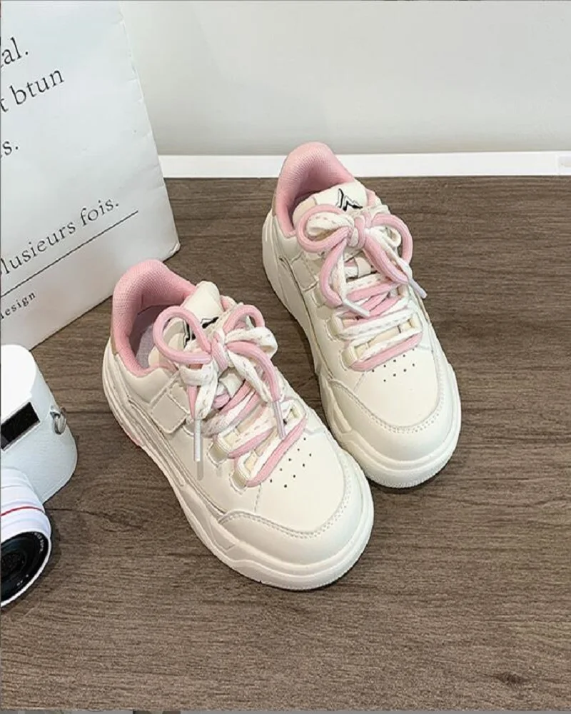 

2024 Autumn New Girls' Hong Kong Style Thick Sole Small White Shoes for Children's Versatile Casual Sports Edition Shoes 26-37