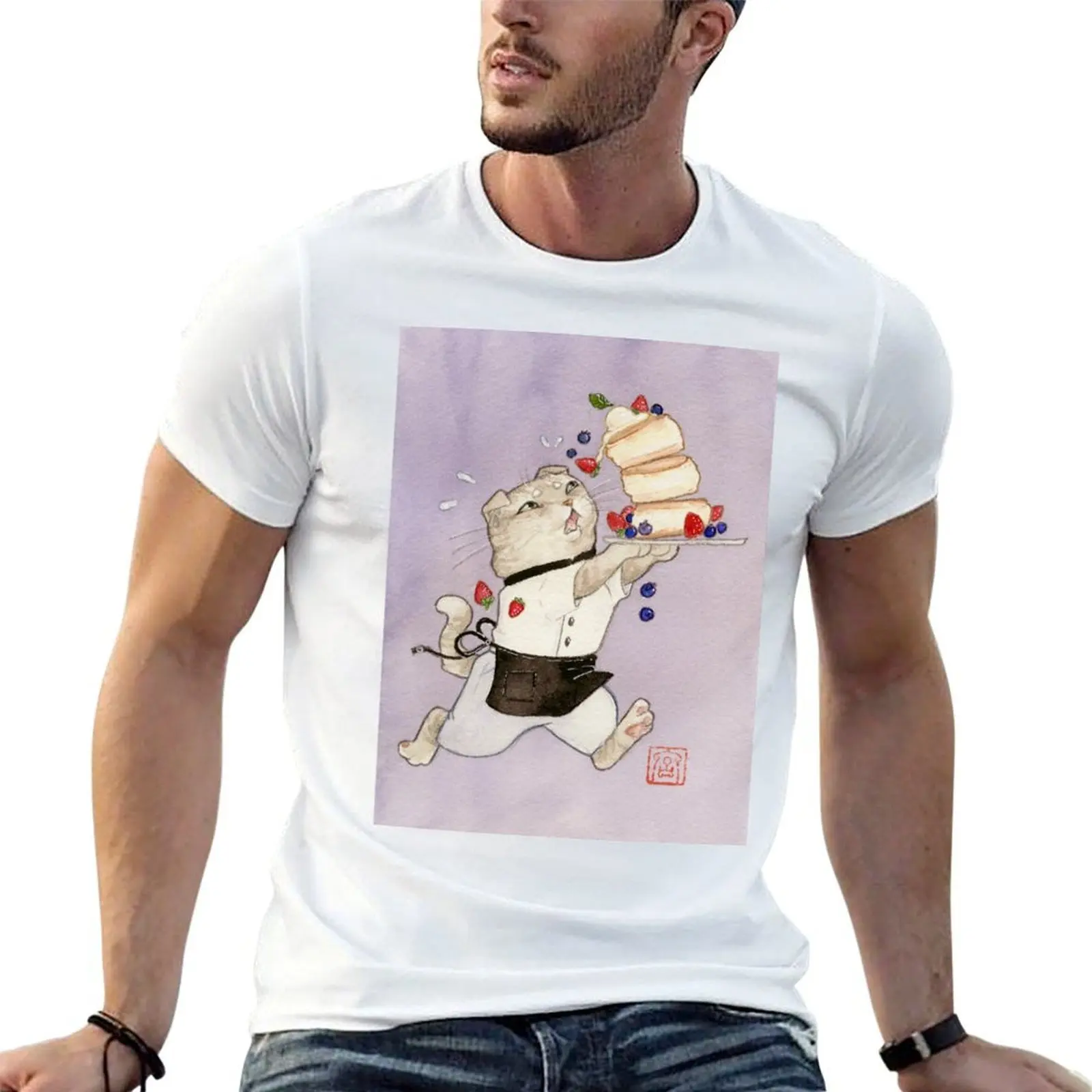 

Fluffy Pancake Cat T-Shirt anime t shirts for man t shirt man designer t shirts cotton 100% T-shirt