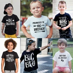 Printed Big Brother Collection Boy's T-shirt Round Neck White T-shirt for Kids in Summer Big Bro Boy Tops 80-130cm