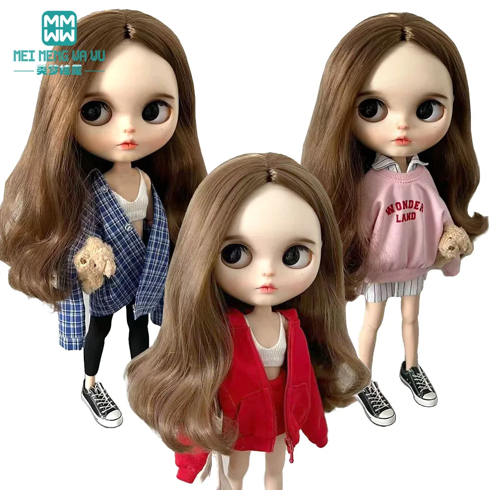 Clothes for doll Fashion Sweatshirt jacket red, black, white, gray fits Blyth Azone OB22 OB24 doll accessories