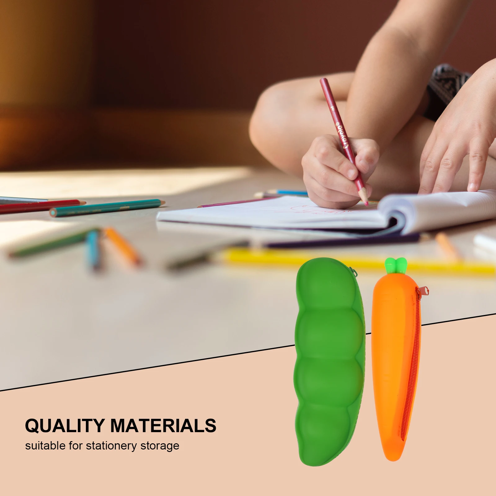 

2pcs Creative Pen Bag Large Capacity Stationery Bags Cases Storage Carrot Shape Silicone Thick Lovely Students Colors