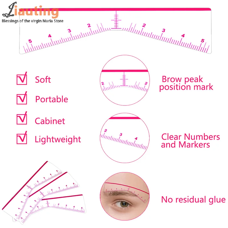 Disposable 20/25pcs Eyebrow Ruler Sticker Self-adhesive Eyebrow Tattoo Position Guide Permanent Makeup Mapping Stencils Tool