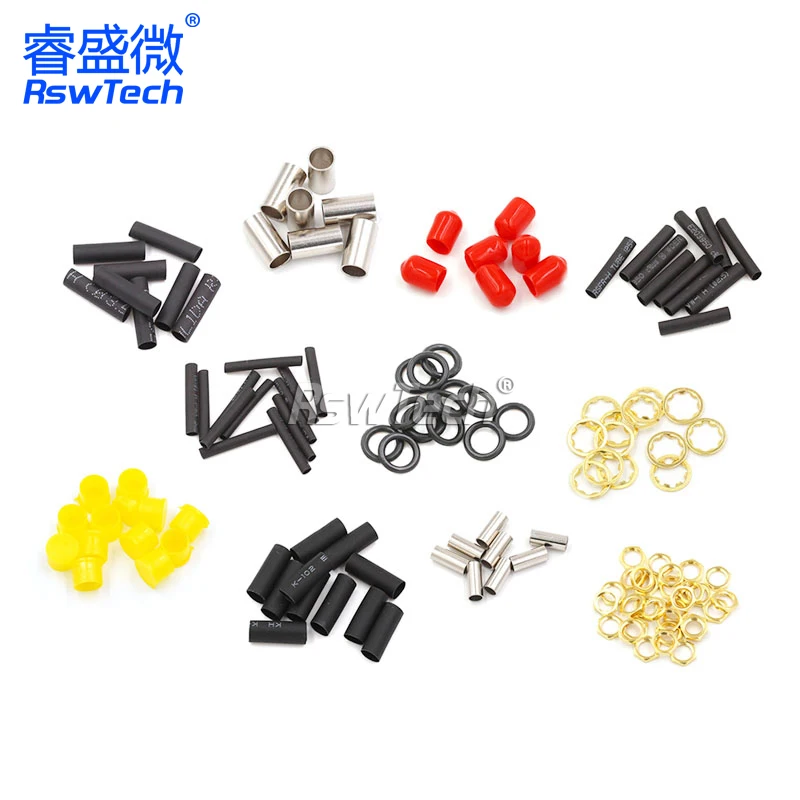 50PCS SMA female head male nut gasket spring piece pressure tube dust cap waterproof ring heat shrink tube SMA accessories