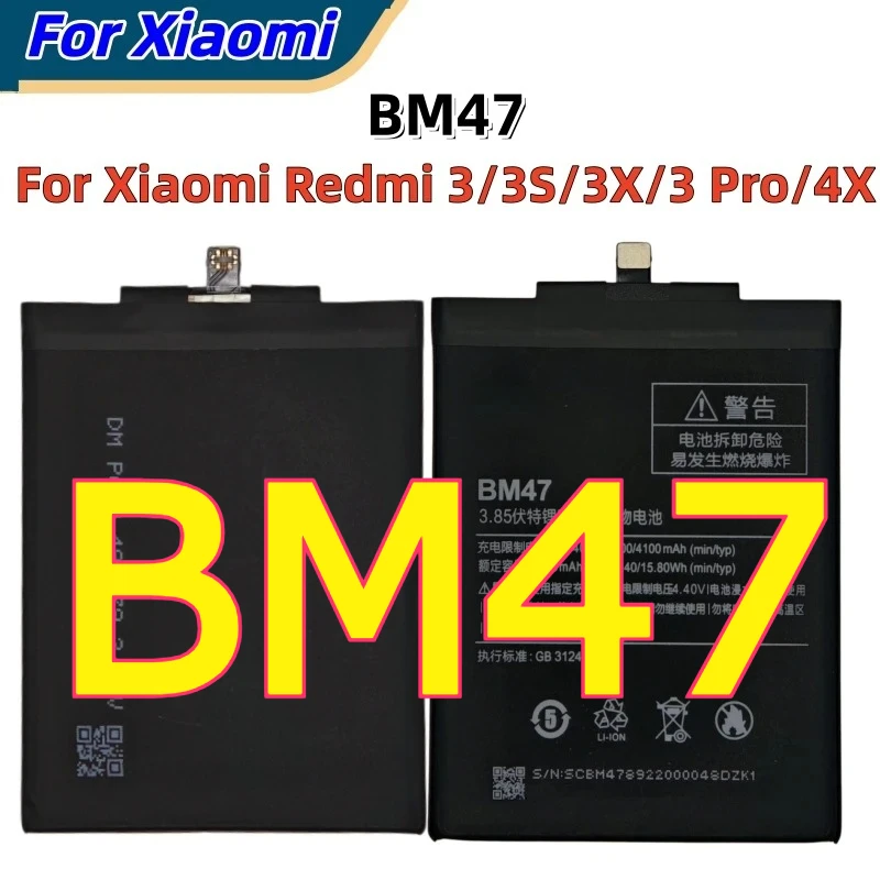 

New BM47 high quality For Xiaomi Hongmi Redmi 3Pro 3 Pro 3S 3X 4X Phone Battery Bateria 4100mAh Fast Shipping+Tools