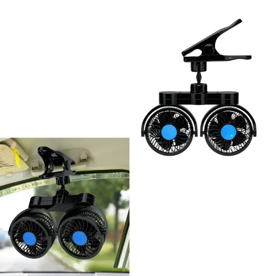 Dual Head Clip For Car Fan Variable Speed for Cars for rvs SUVs Trucks Featuring Brushless Motor and Low Noise