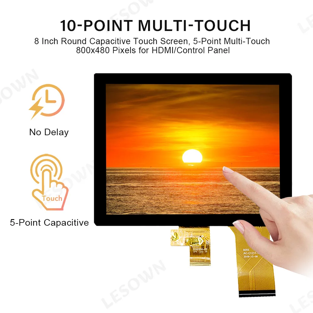 LESOWN 7 Inch Capacitive Touch Screen Monitor Module 800x480 G+G Panel with Driver Board Plug and Play for DIY Projects