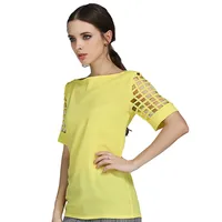 Summer Fashion Women Blouses & Shirts Hollow Out Sleeve Slash Neck Chiffon Blouse Plus Size - Image 4