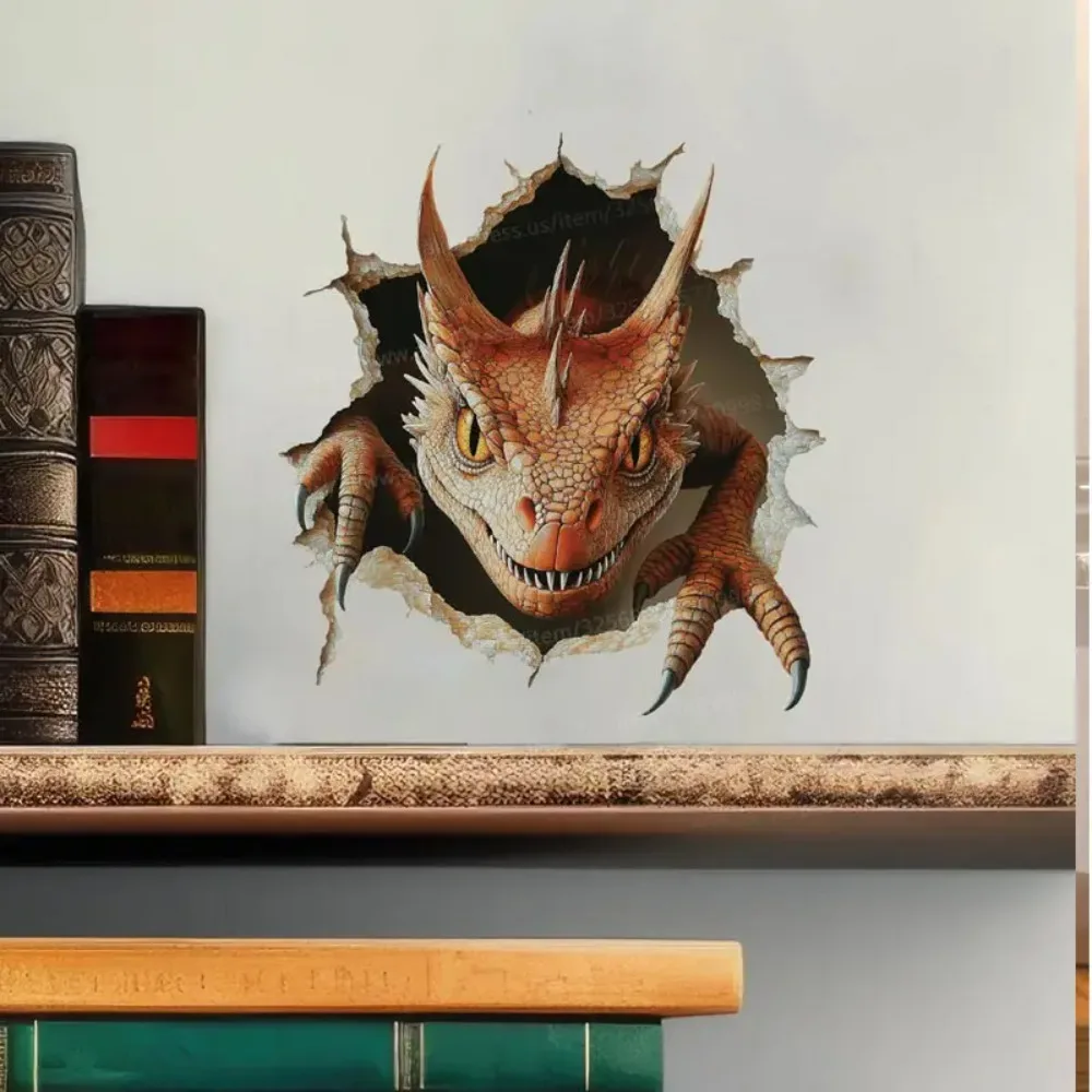 

Red/Teal Dragon Wall Stickers Bedroom Boy Room Background Decoration Mural Animals Home Decor Self-adhesive Wallpaper M1055