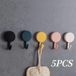 5pcs Multifunctional Self Adhesive Hook Kitchen Bathroom Strong Non-marking Kitchen Hooks Household Wall Hanging Door Rack