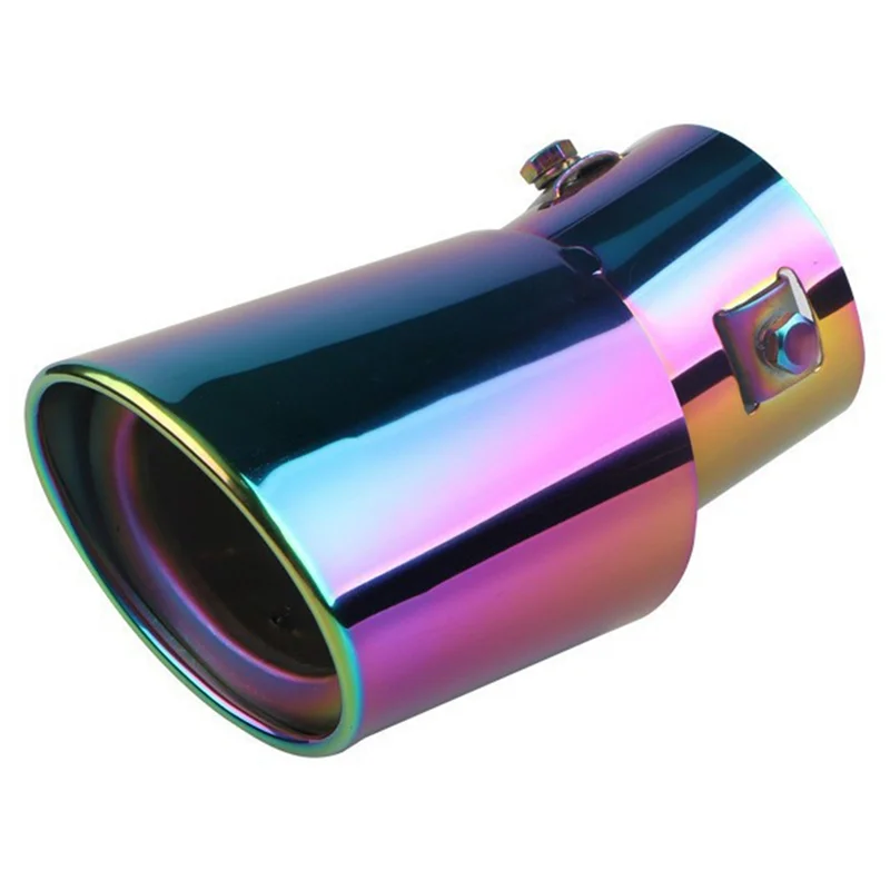 Car Stainless Steel Multicolor Round Bend Exhaust Tail Muffler Tip Pipe Universal Fits Car Accessories