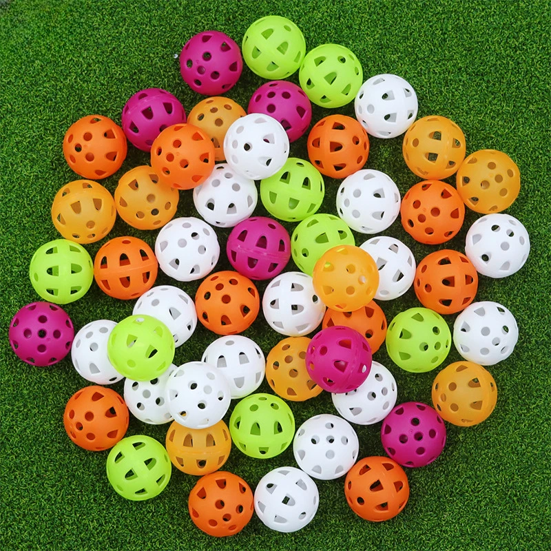 

50pc Golf Training Balls 42MM Airflow Plastic Perforated Color Indoor Practice Golf Balls Golfs Ball Swing Practice Accessories