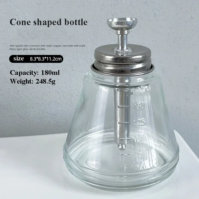 Push Down Glass Empty Pump Dispenser For Nail Polish Alcohol Makeup Remover Clear Refillable Bottle Liquid Cleanser Storage