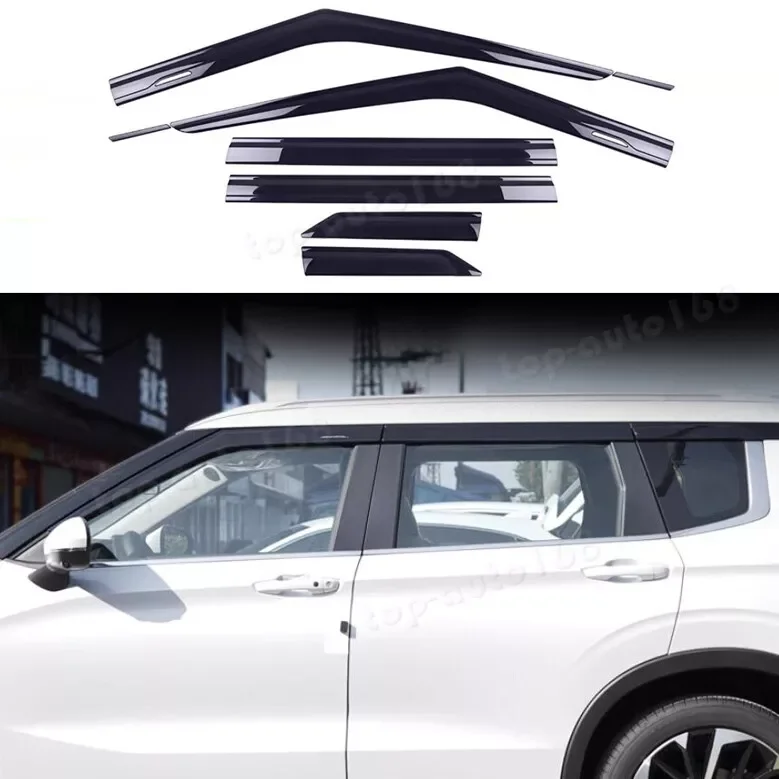 Black Window Visor Vent Shades Sun Rain Guard For Mitsubishi Outlander 2022-2024