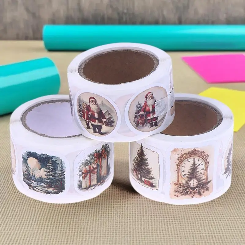 Cartoon Christmas Stickers 250Pcs, DIY Scrapbook Vintage Self Adhesive Luggage Graffiti Decor Decals