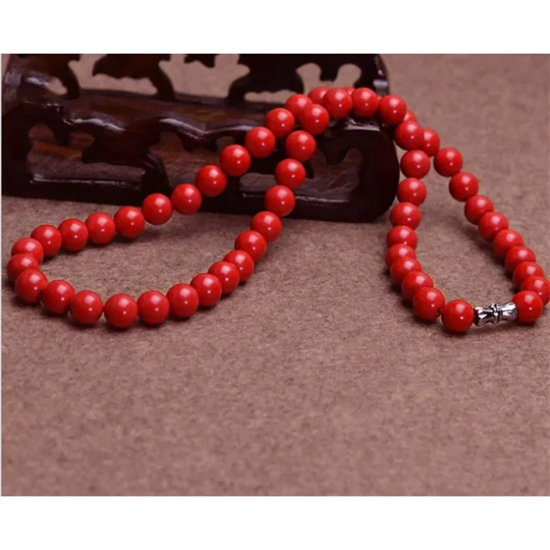 

Chinese Natural Red Organic Cinnabar 6-14MM Necklace Beads Charm Jewellery Fashion Man woman Lucky Amulet Gifts New