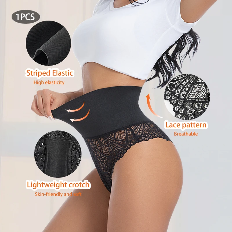 High Waist Hip Lifter Women Lace Thong Shaper Tummy Control Panties Ladies Breathable Shaping Underwear Pulling Briefs Shapewear view 3