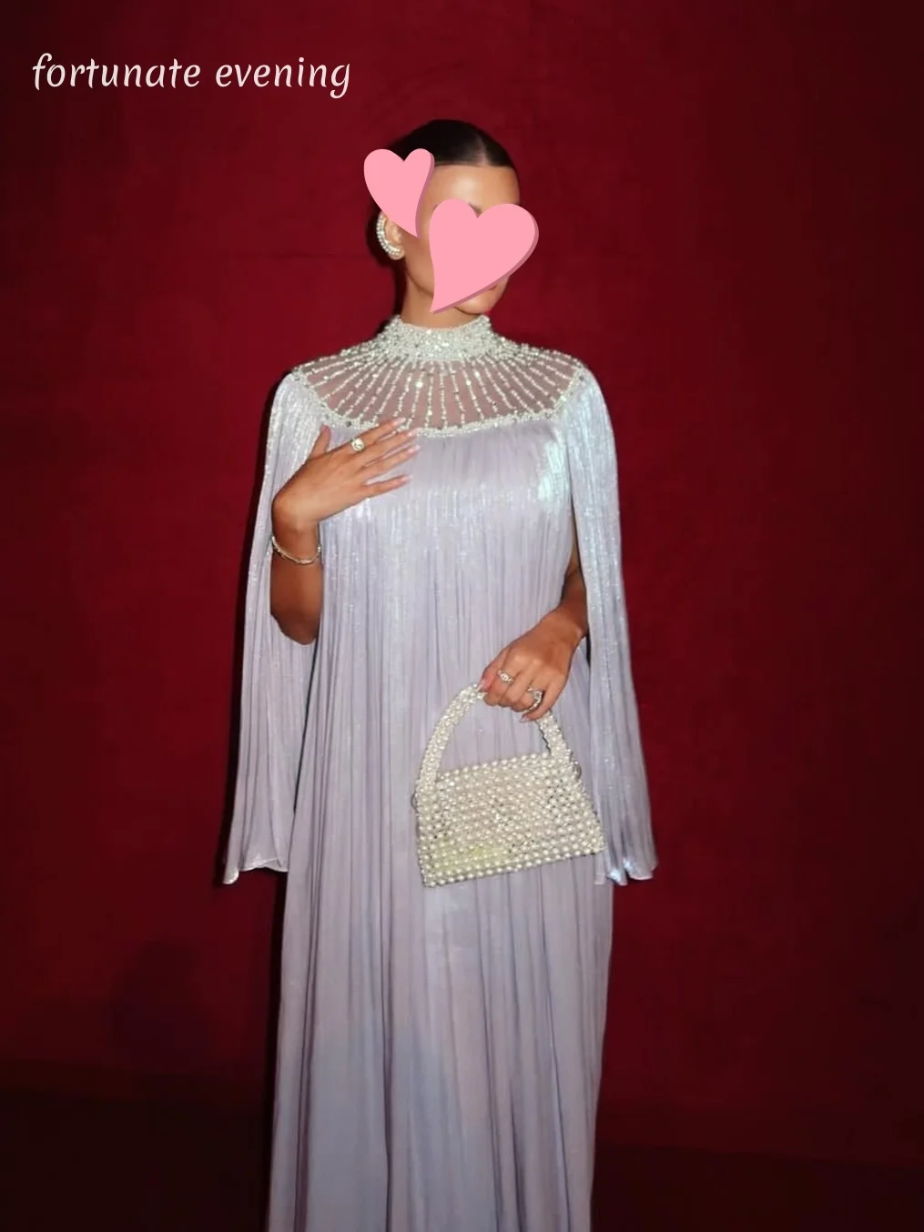 Gaun Malam Elegan Vintage Manis Mutiara Perak Manik-Manik Satin Baru Dapat Disesuaikan untuk Acara Formal Pesta Prom Gaun Malam