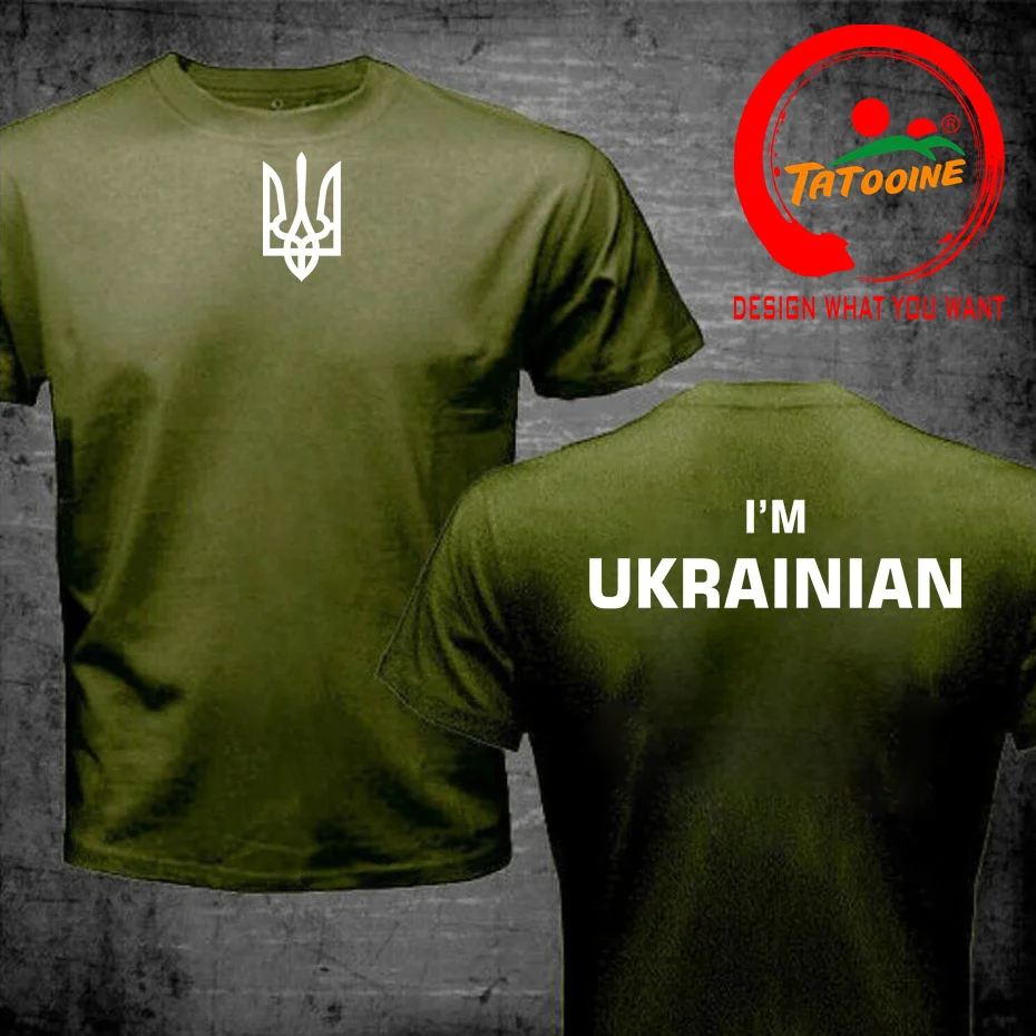 Unisex I'm Ukrainian Shirt Ukraine Trident Emblem T-shirt Women Ukrainian Patriotic T Shirt Front Back Print TShirt Casual Tops