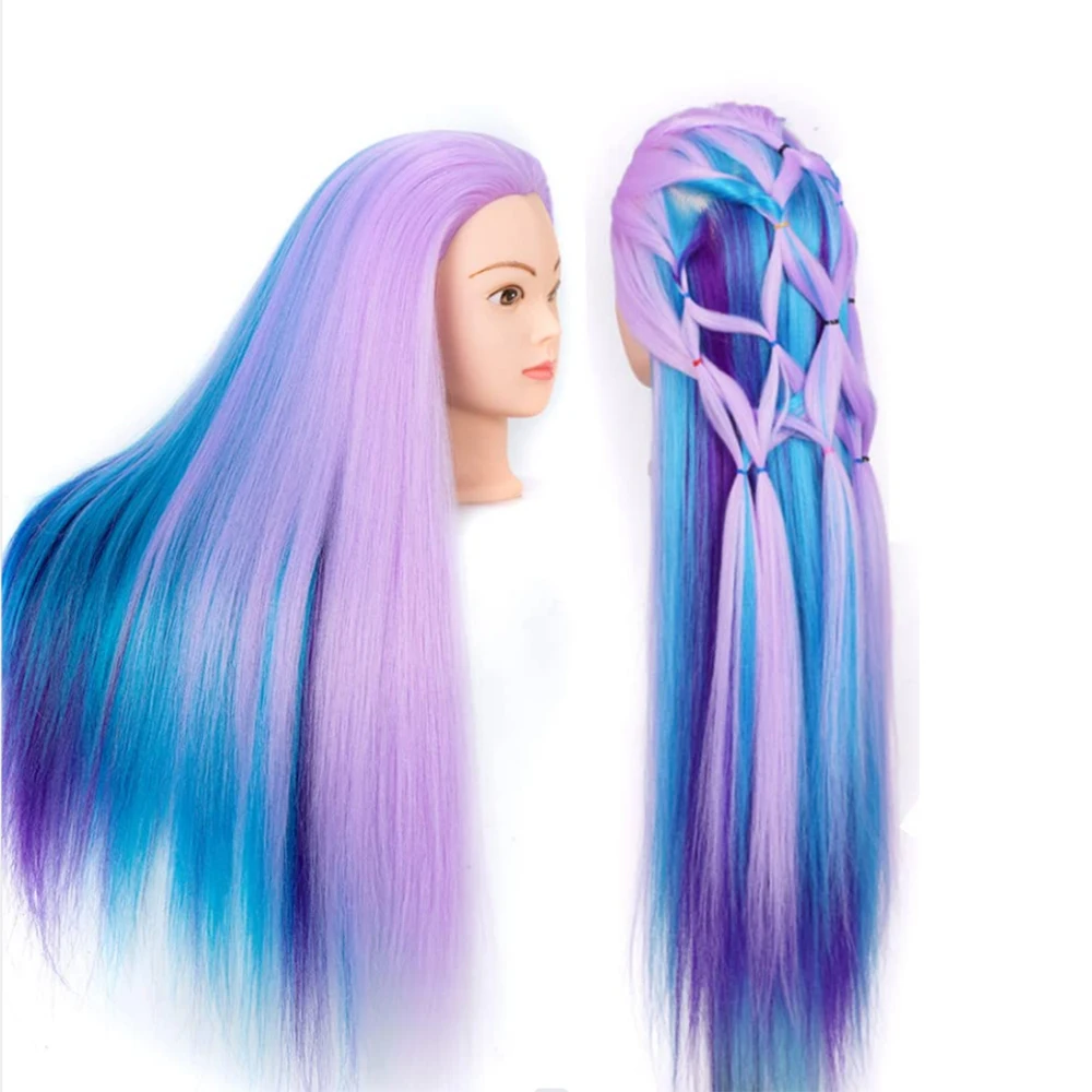 New 70CM Mannequin Heads With Synthetic Hair For Hair Training Styling Solon Hairdresser Dummy Doll Heads For Practice Hairstyle