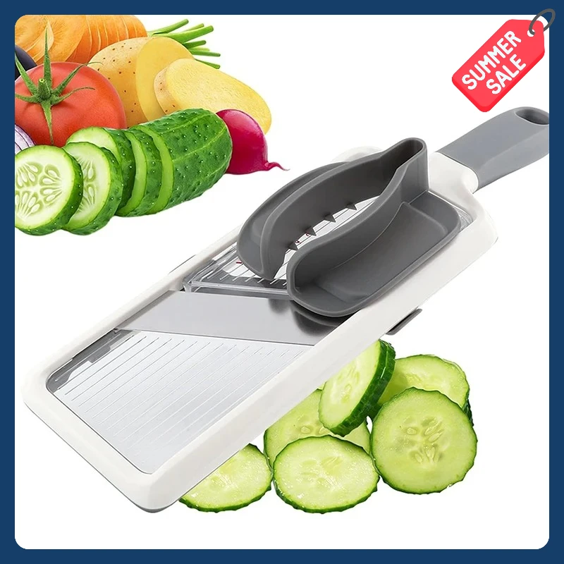 

Бестселлер: многофункциональный ручной слайсер-мандолина с регулируемыми лезвиями из нержавеющей стали, измельчитель овощей, терка для сыра