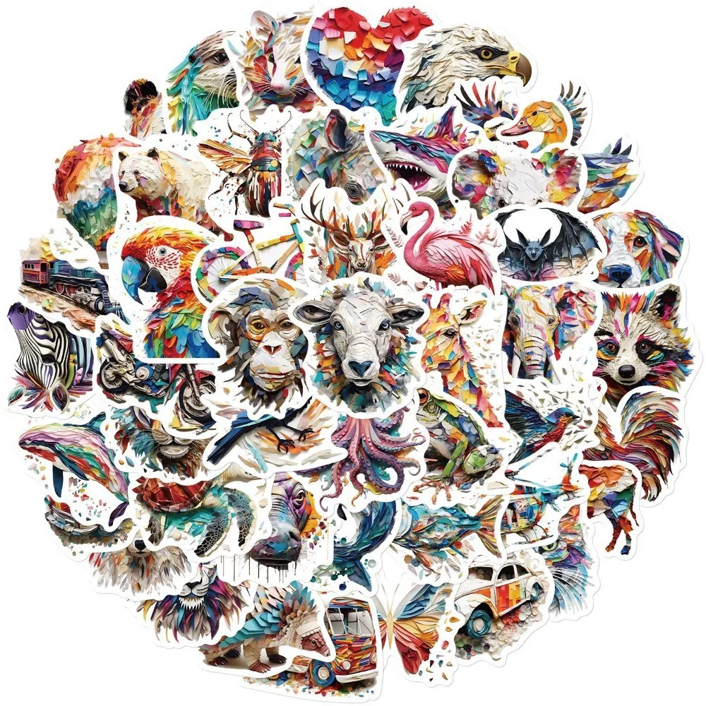 50-Piece/Set Non-Repeatable Vintage Origami Animal Unique Stickers - Cool Graffiti Decor for Skateboards Giajar Sticker Store