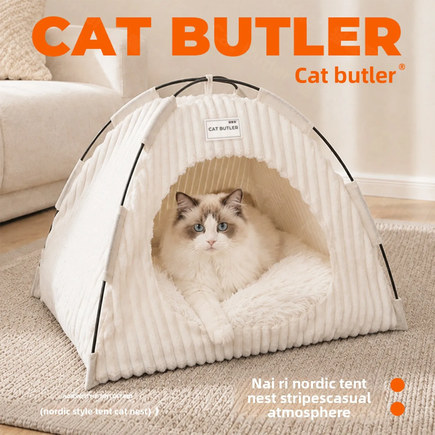 4-Season Waterproof Cat Tent, Warm Washable Semi-Enclosed Pet House, Pet Accessory