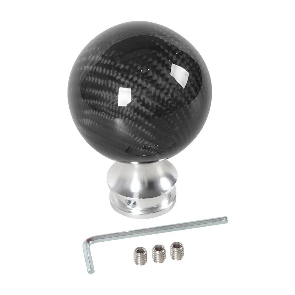 Carbon Fiber Gear Knob with Aluminum Alloy Lightweight Design and Red Circular Pattern Compatible with Most Car Models