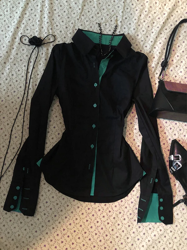 Boya Girl Original Bla Long Sve irt Mulheres Início da Primavera 2024 Nova Cor Colion Design Pequeno ence Top