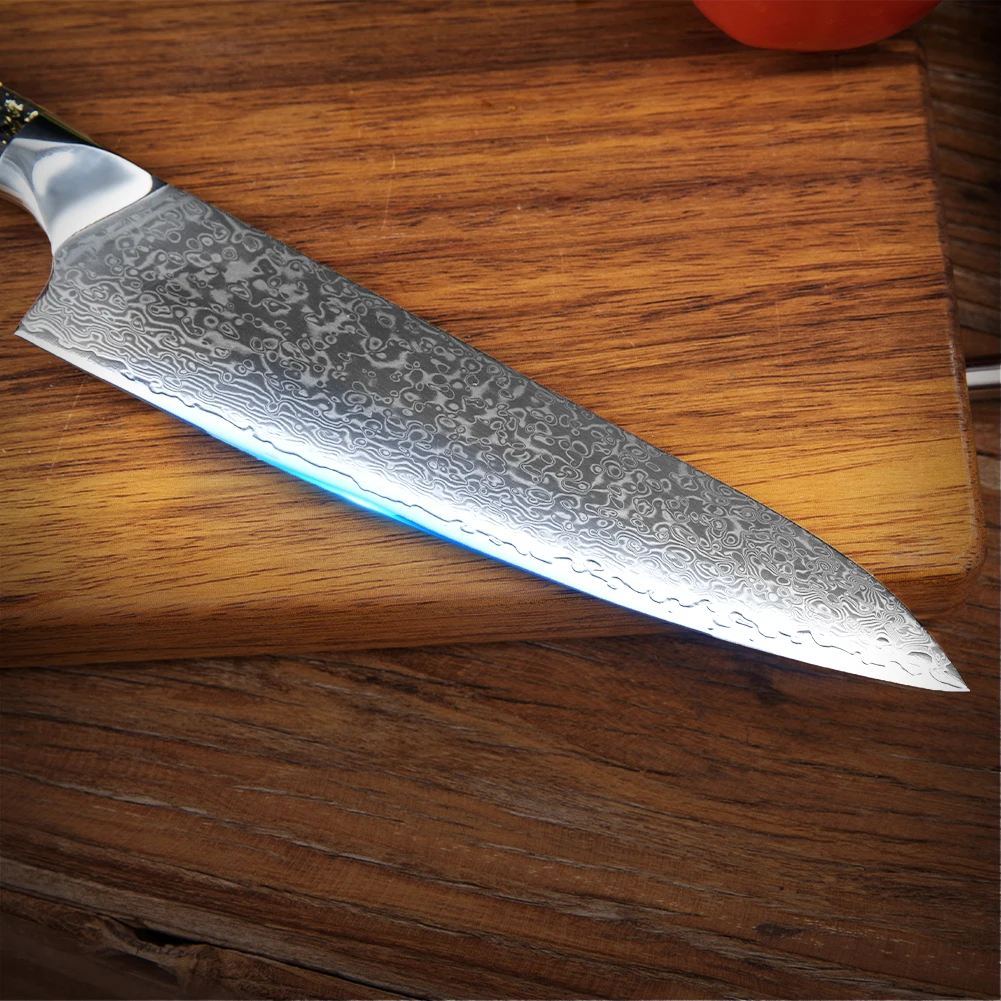 WAK 8\'\' 67 Layers High Carbon VG10 Damascus Steel Blade Chef Knife Kitchen Cooking Tools Creative Full Tange Acrylic Handle