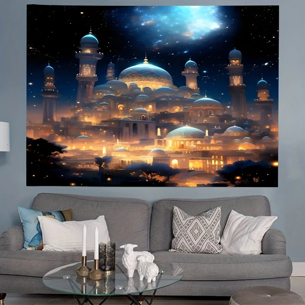 Starlit Arabian Nights Art Tapestry - Unique Architectural Design for Modern Home Decor - Adds Magic to Any Room