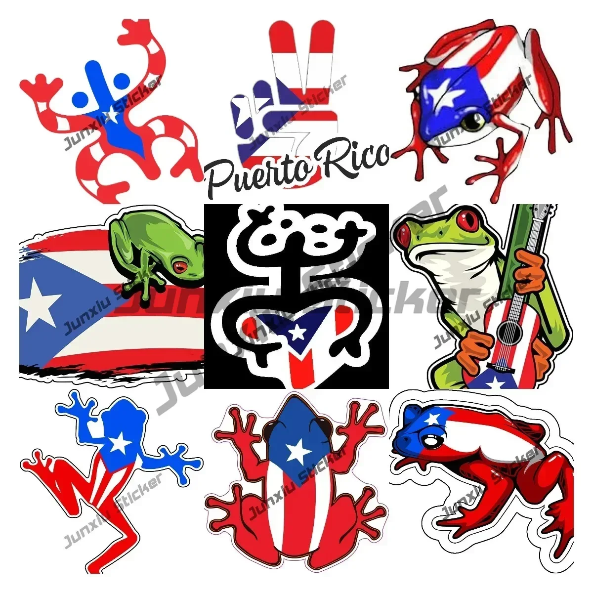 

Puerto Rican Flag PR Frog Vinyl Bumper Sticker Waterproof Decal Decoration for Laptop Fridge Guitar Motorcycle Helmet ToolBox