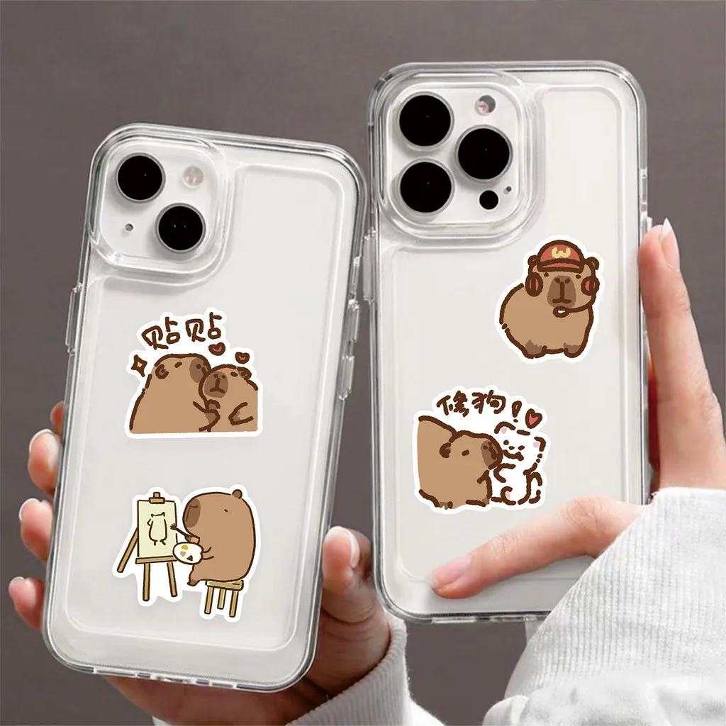 100 pièces autocollants Capybara mignons-autocollants imperméables animaux multicolores à la mode pour décor de coque de téléphone (magasin Anime Worlds)