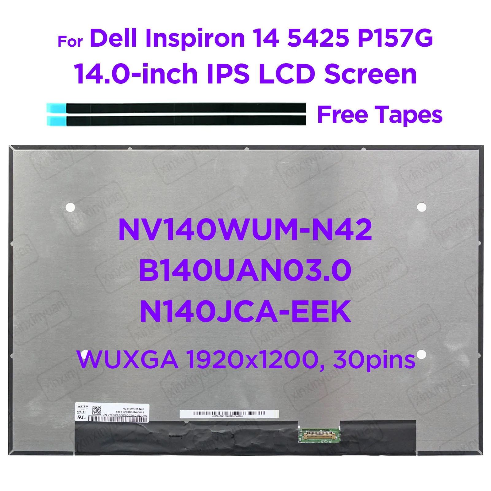 

14.0" Laptop LCD Screen NV140WUM-N42 fit B140UAN03.0 N140JCA-EEK for Dell Inspiron 14 5425 P157G Display Panel WUXGA 1920x1200