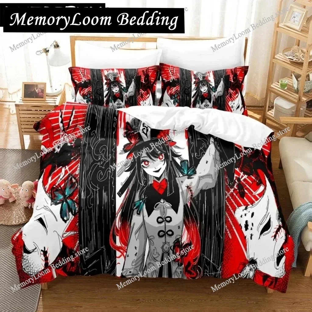 

3D Printing Trendy Soft Hu Tao Genshin Impact Game Bedding Set Duvet Cover Pillowcase Comforter King/Queen Size Boys Adult Bed