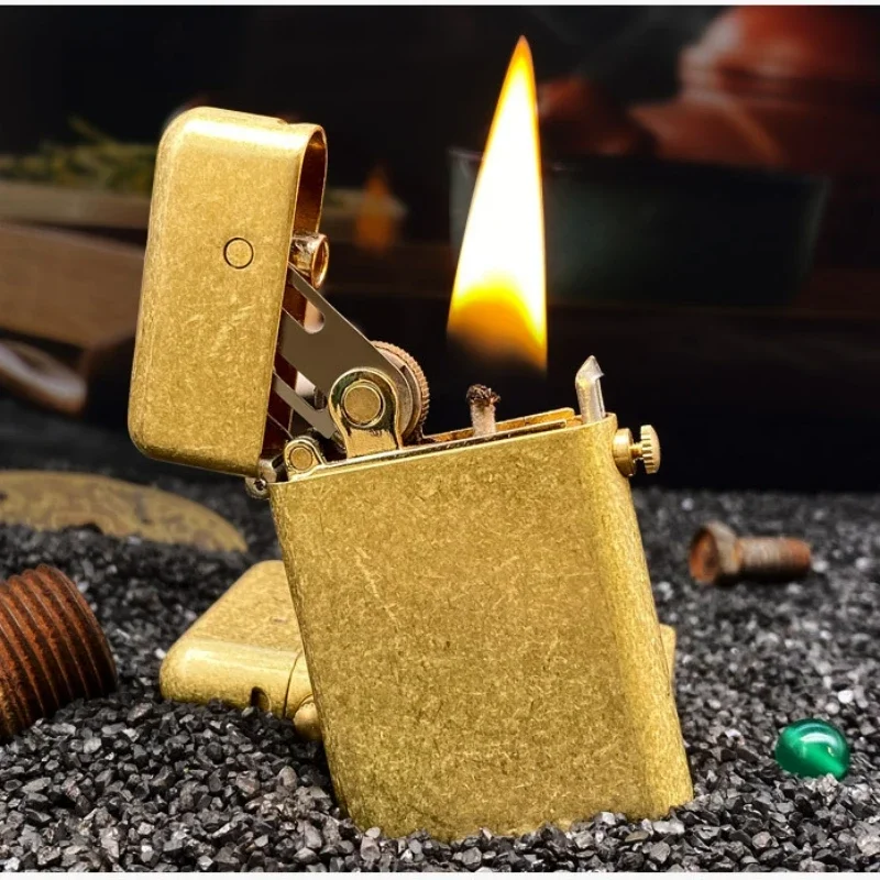 ZORRO Creative Brass Kerosene Lighter Mechanical Automatic Ejection Wheel Ignite Classic Retro Lighters Smoking Gifts For Men