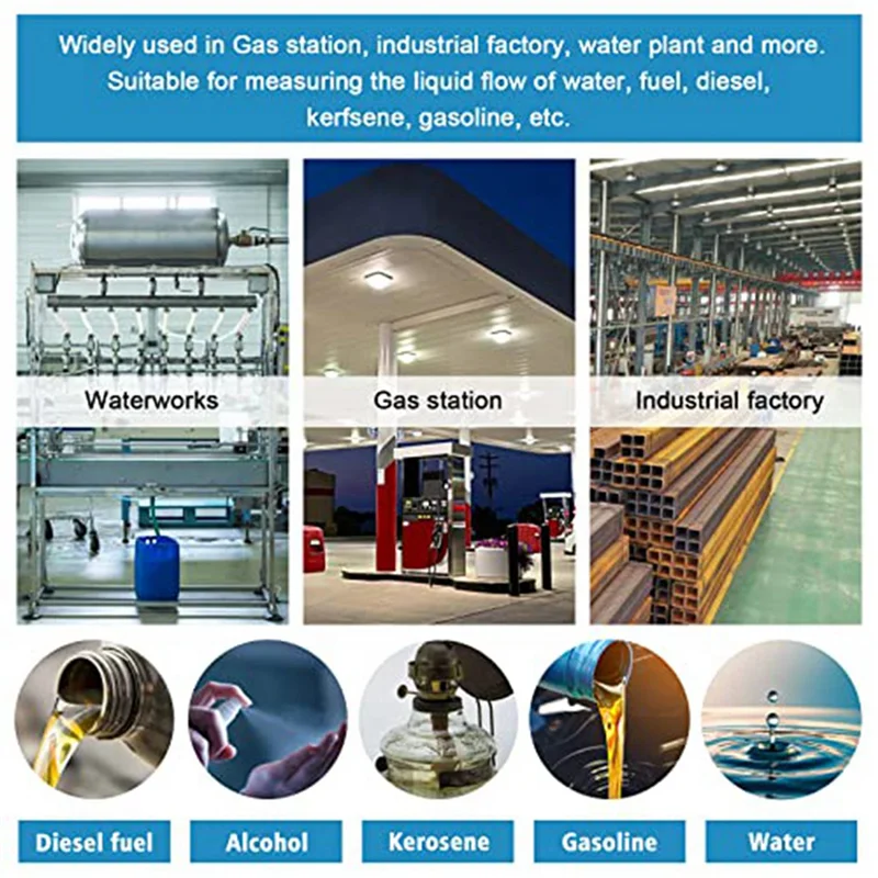 

A64K 4X Turbine Flow Meter Waterproof Digital Fuel Flowmeter 2.37-26.41GPM For Water Dieselfuel Methanolkerosene Oil(1In NPT)