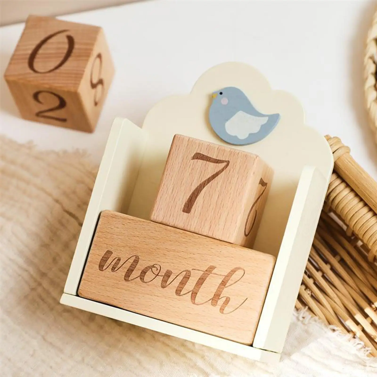 Wooden Baby Milestone Age Blocks Practical Memories Growing up Includes Week Month Year for Baby Shower Lightweight Photo Props