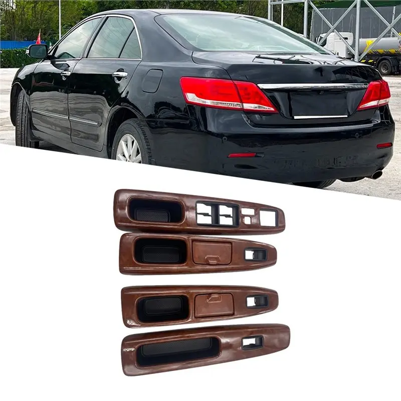 Car Window Regulator Panel Cover Set 4Pcs For Toyota Camry 2001-2006 Glass Lift Switch Door Armrest Upper Panel Trim