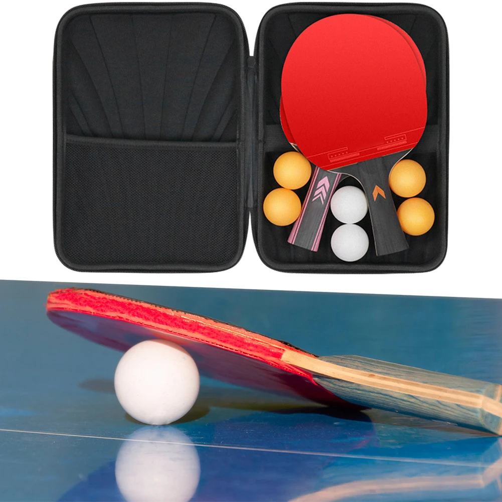 Casing Raket Tenis Meja Casing Dayung Ping Pong Cangkang Keras Tas Raket Olahraga Portabel Tahan Air untuk 2 Dayung & Banyak Bola