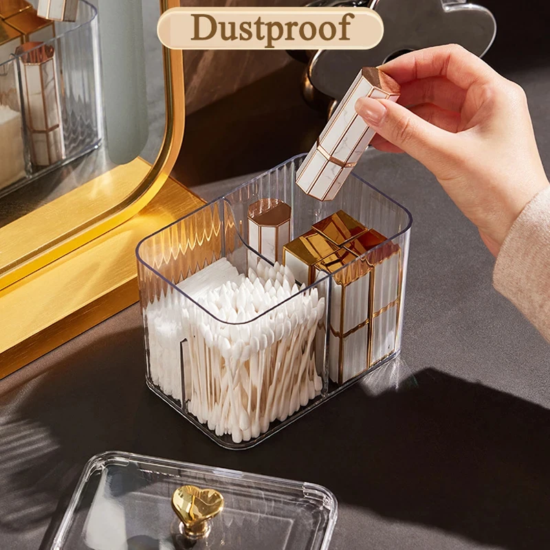 Transparent Acrylic Cotton Swab Storage Box Desktop Dust-Proof Makeup Removal Cotton Lipstick Cosmetics Storage Organization