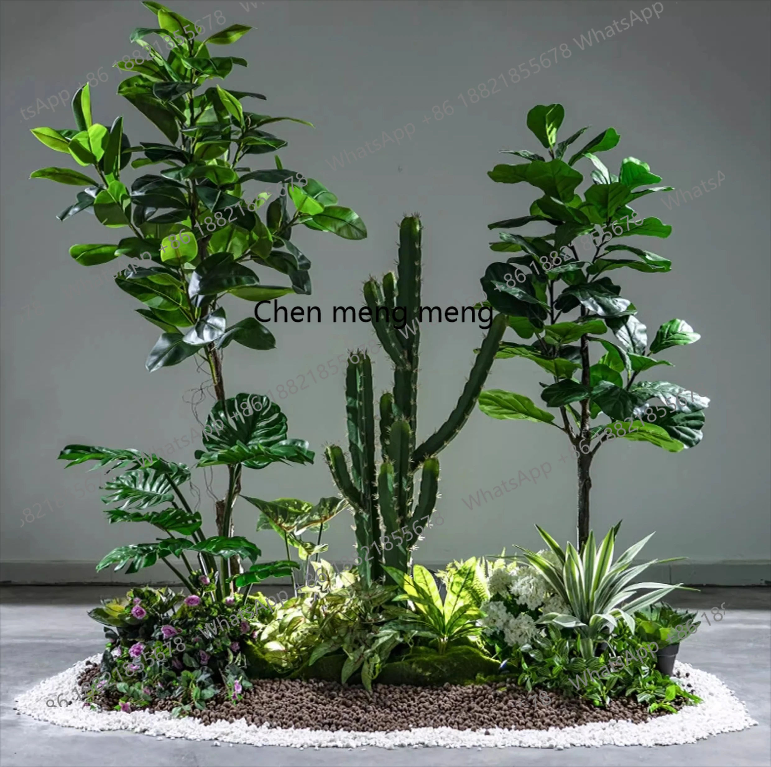 المناظر الطبيعية للنباتات الخضراء المقلدة على نطاق واسع، شجرة وهمية، نباتات ممتدة من الأرض إلى السقف، نباتات بوعاء مزخرفة بالزاوية #4