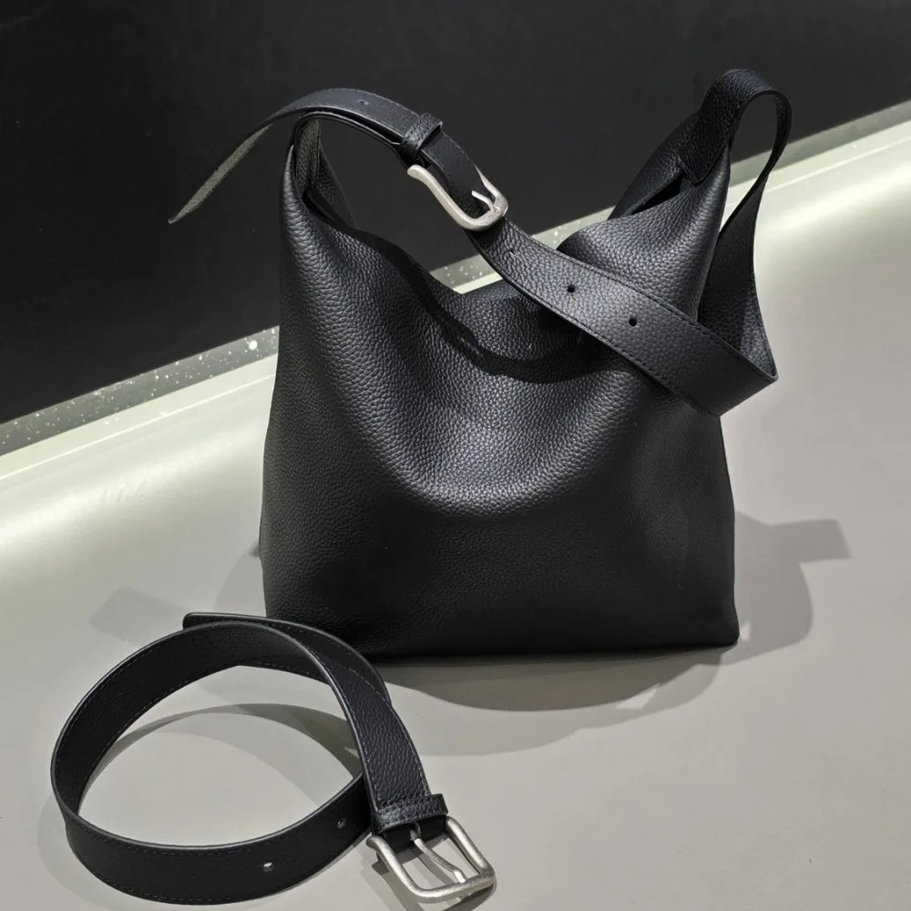 

First Layer Cowhide Lazy Wind Soft Bag Premium Minimalist Hobo Armpit Bag Large Capacity Mother Child Bag Genuine Leather Women