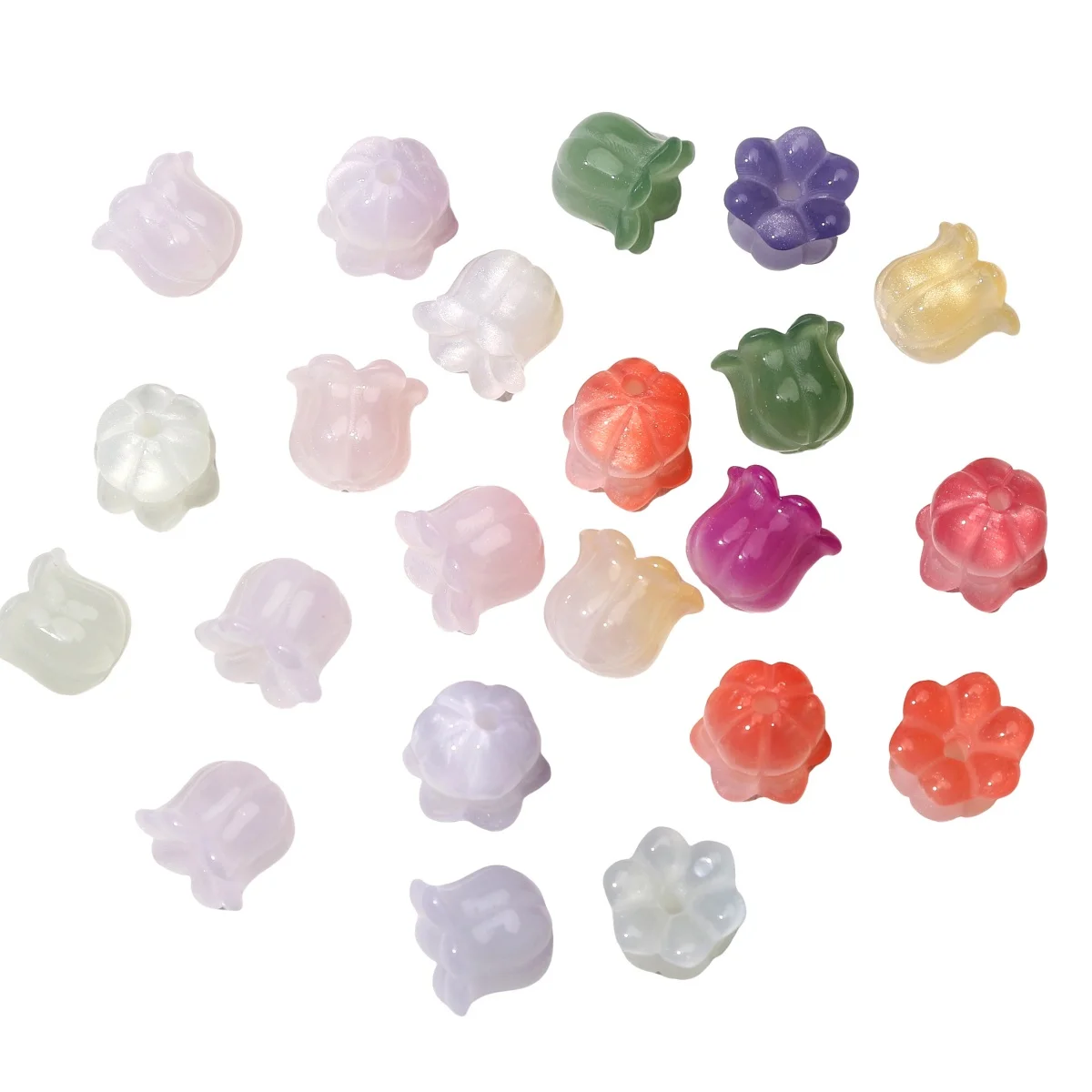 2-7Pcs 10.8x11.5mm Photochromic UV Color Changing White Resin Lily of The Valley Beads For DIY Handmade Jewelry Making Supplies
