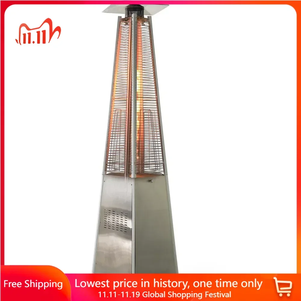 Patio Heater Covers Outdoor Terrace Pyramid Flame Heater with Wheels and Cover,48000 BTU Portable Propane Heater Garden Supplies