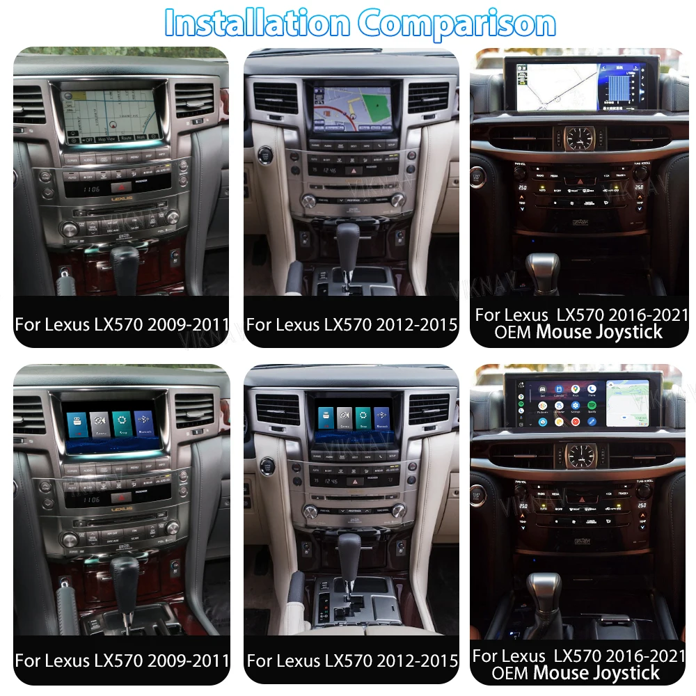Linux Box Upgrade for Lexus LX570 2009-2015 Wireless CarPlay Decoder Box Android Auto GPS Navigation Original Car Touch Screen