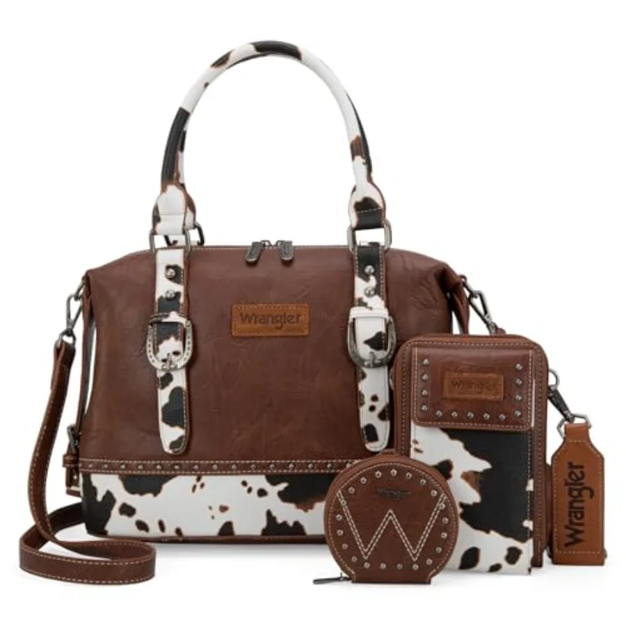 

Wrangler 3Pcs Doctor Bag Sets for Women Top-handle Satchel Bag with Cell Phone Handbag and Coin Purse