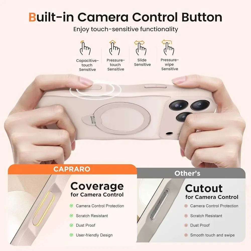 per iPhone 17 Pro Max Custodia con 360 °   Supporto magnetico Spin per donna, [Compatibile con MagSafe] [Protezione completa della fotocamera] Cute Wave